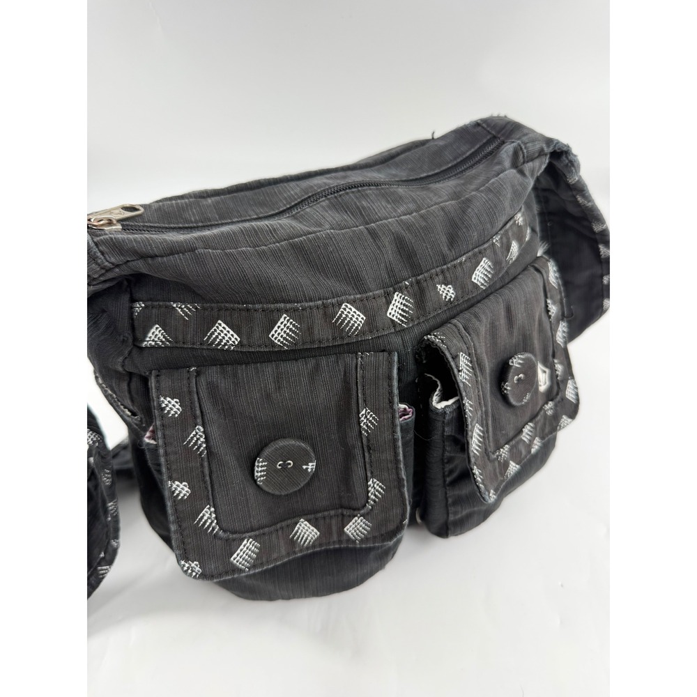 Volcom Black Corduroy Crossbody Messenger Bag Cargo Pockets Y2K Skate Grunge